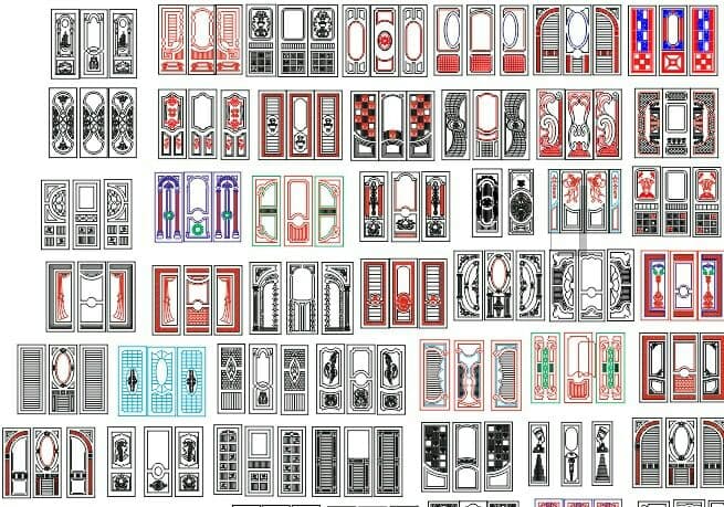 Doors collection 001 Download Free Wooden Door Design Vector Files (CDR) for CNC Router and Laser Cutting