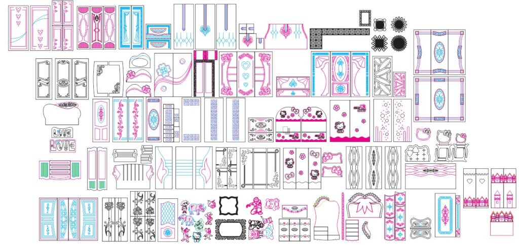 Wardrobe Doors & Full Bedroom CDR Designs for CNC