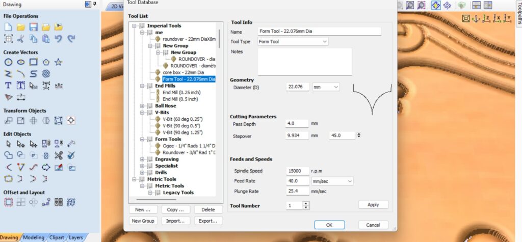 Adding a custom form tool in Vectric Aspire tool database